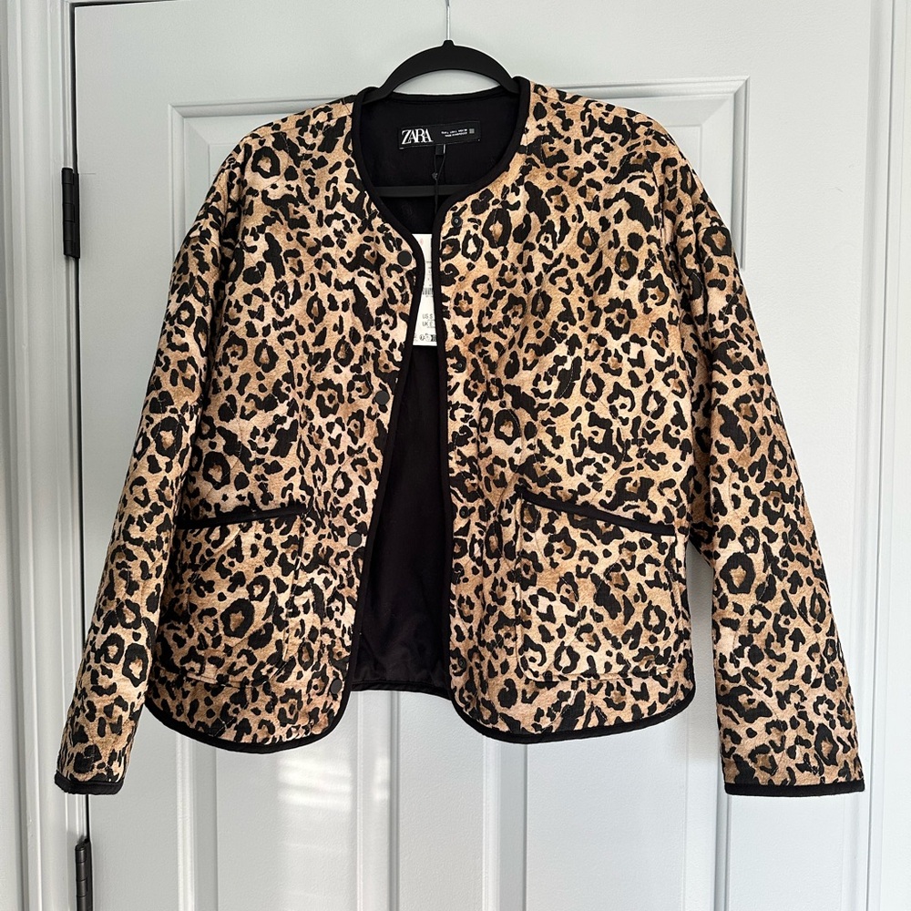 Zara Women's Animal Print Teddy Jacket